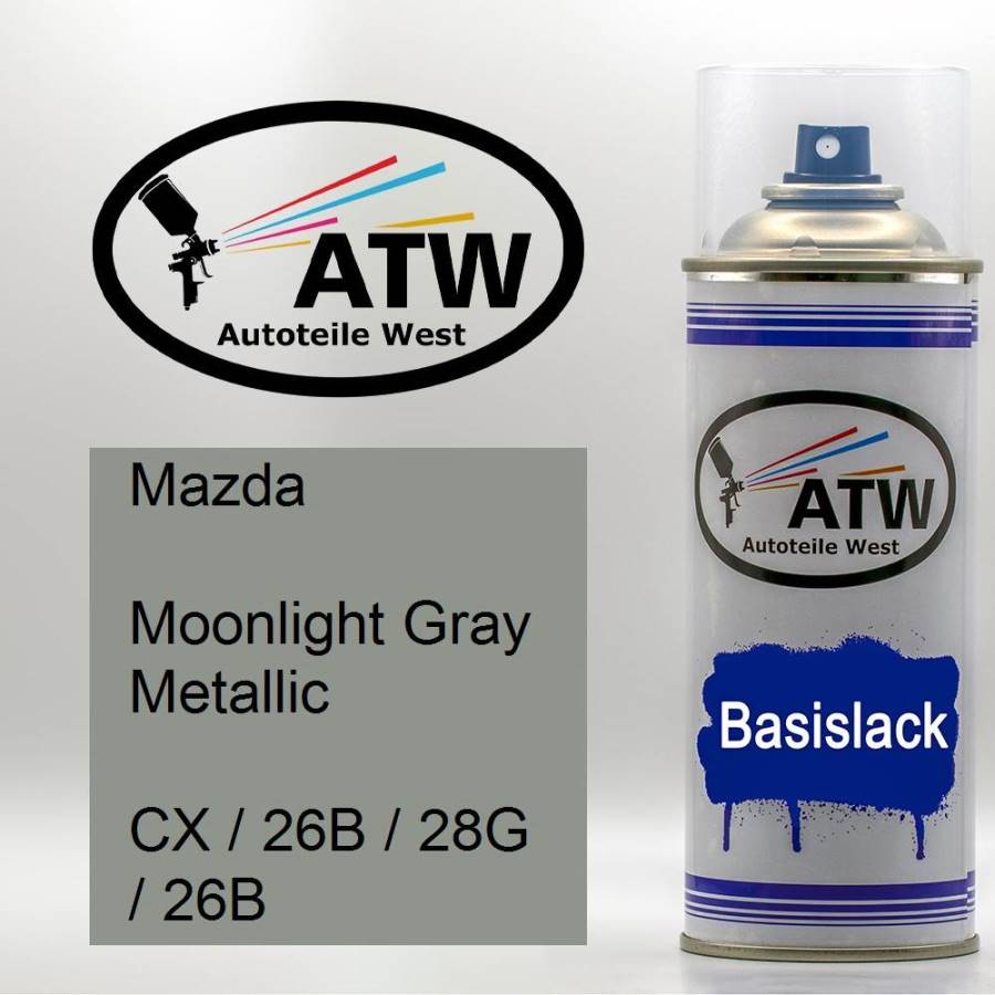 Mazda, Moonlight Gray Metallic, CX / 26B / 28G / 26B: 400ml Sprühdose, von ATW Autoteile West.